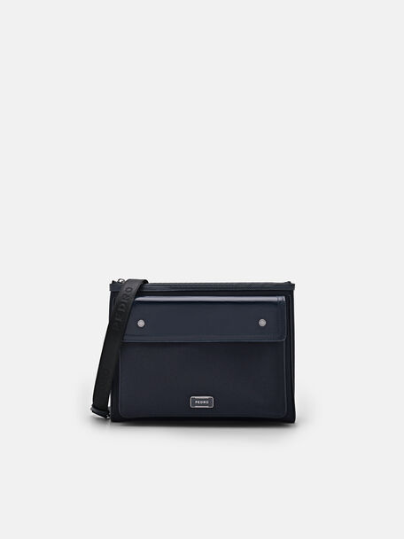 Elliott Leather Clutch Bag, Navy, hi-res