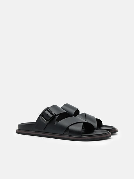 PEDRO Icon Leather Heel Sandals, Black