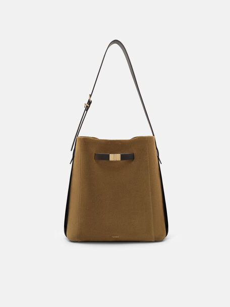 Tas Bucket Kulit Jatte dengan Sabuk, , hi-res