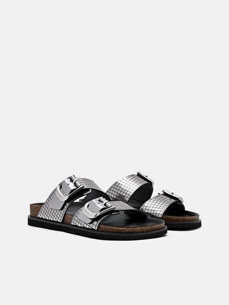 PEDRO Icon Leather Heel Sandals, Black
