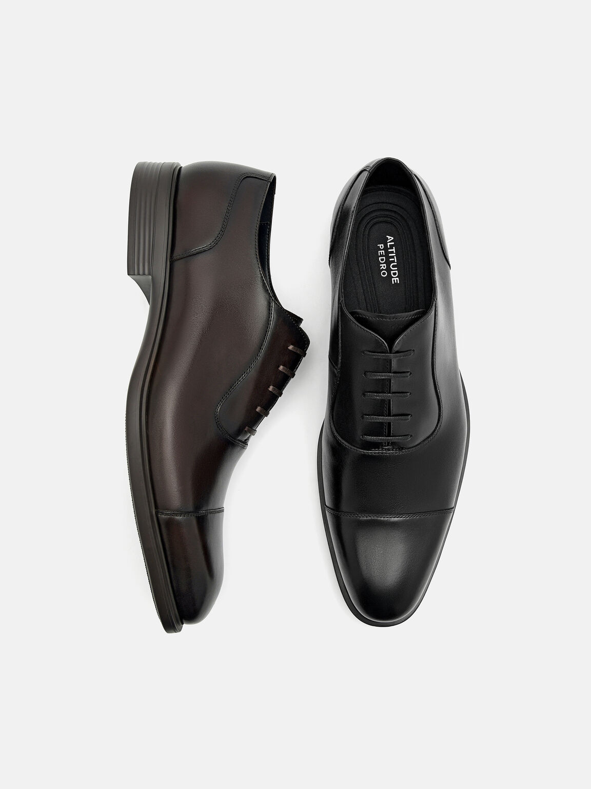 Sepatu Oxford Kulit Burnished Ringan Altitude, 