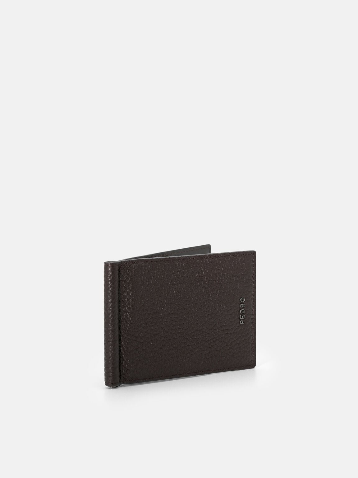 Embossed Leather Bi-Fold Card Holder with Money Clip, 