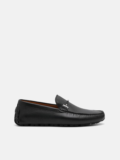 Robert Leather Driving Shoes, Black, hi-res