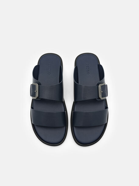 PEDRO Icon Leather Heel Sandals, Black