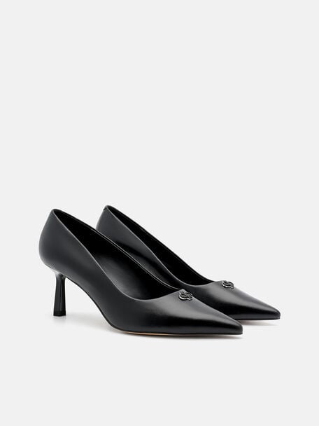 PEDRO Icon Leather Heel Sandals, Black