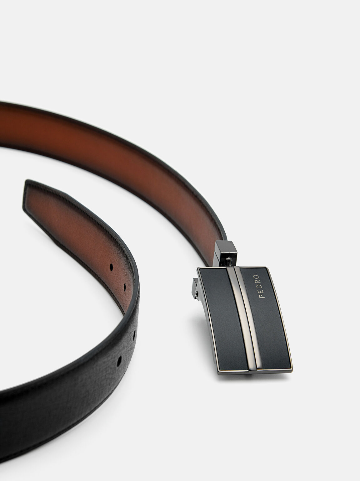 Saffiano Leather Reversible Tang Belt, 