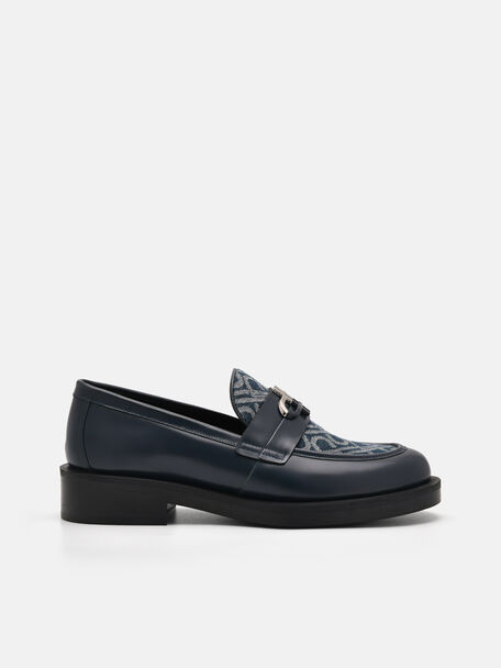 PEDRO Icon Leather Loafers, Navy, hi-res