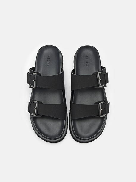 PEDRO Icon Leather Heel Sandals, Black