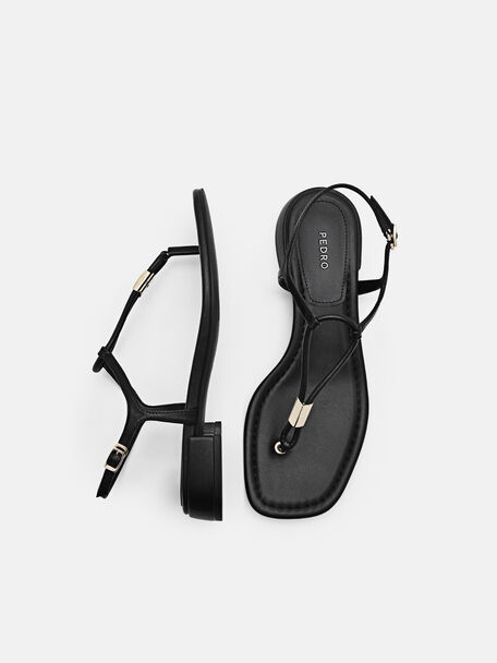 PEDRO Icon Leather Heel Sandals, Black