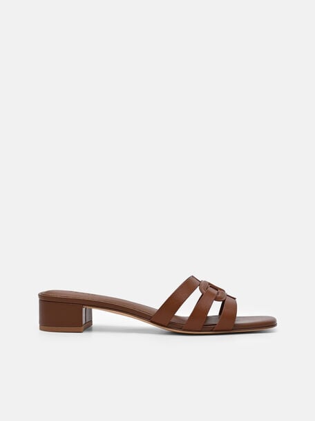Sandal Hak Tinggi Carmel Berbahan Kulit, 