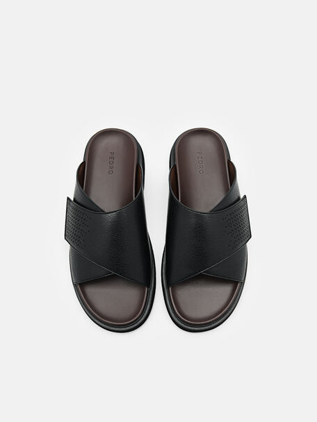 PEDRO Icon Leather Heel Sandals, Black