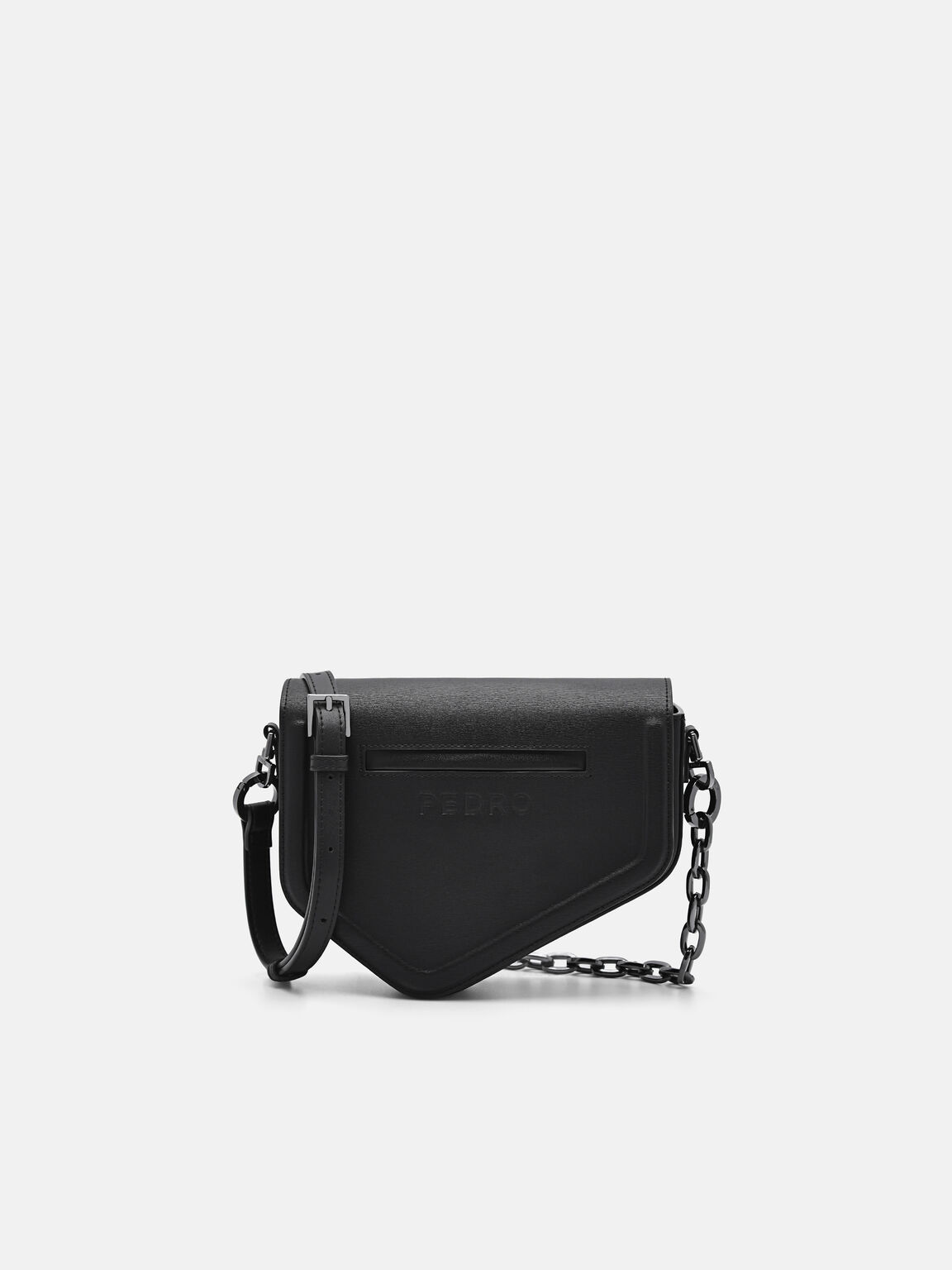 Taper Leather Mini Sling Bag, Black, hi-res