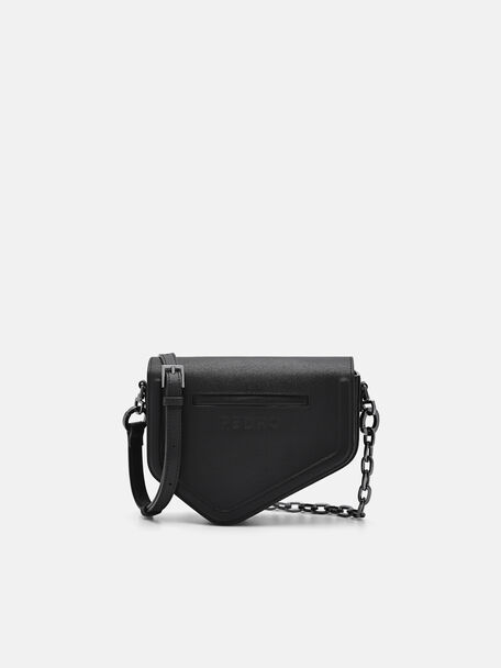 Taper Leather Mini Sling Bag, Black, hi-res