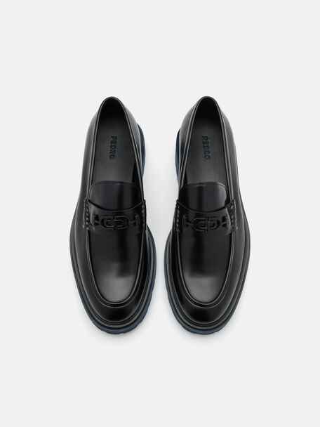 PEDRO Icon Leather Heel Sandals, Black