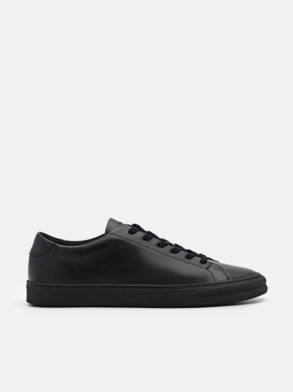 Men's PEDRO Icon Ridge Leather Sneakers, Black, hi-res