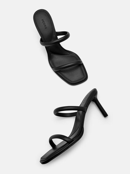 PEDRO Icon Leather Heel Sandals, Black