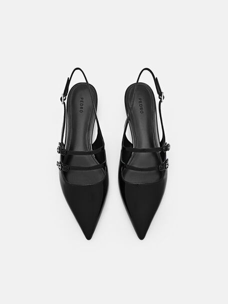 PEDRO Icon Leather Heel Sandals, Black