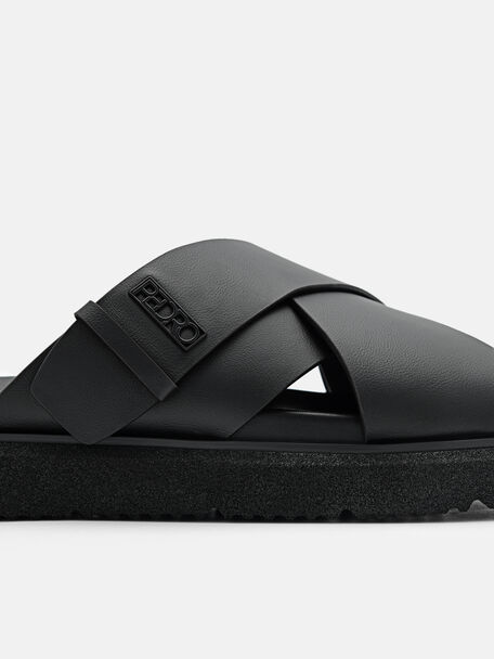 PEDRO Icon Leather Heel Sandals, Black