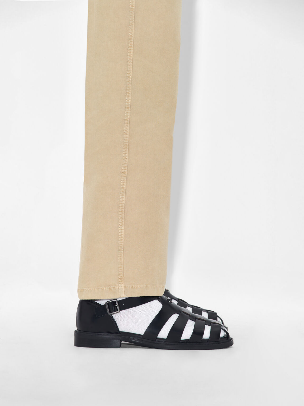 Brent Leather Caged Sandals, 