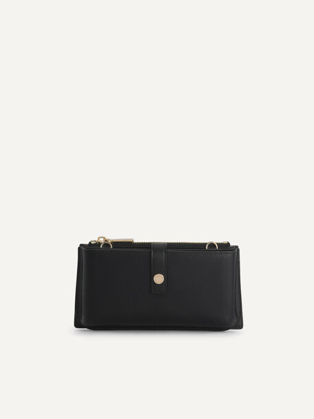 Textured Leather Phone Pouch, Black, hi-res