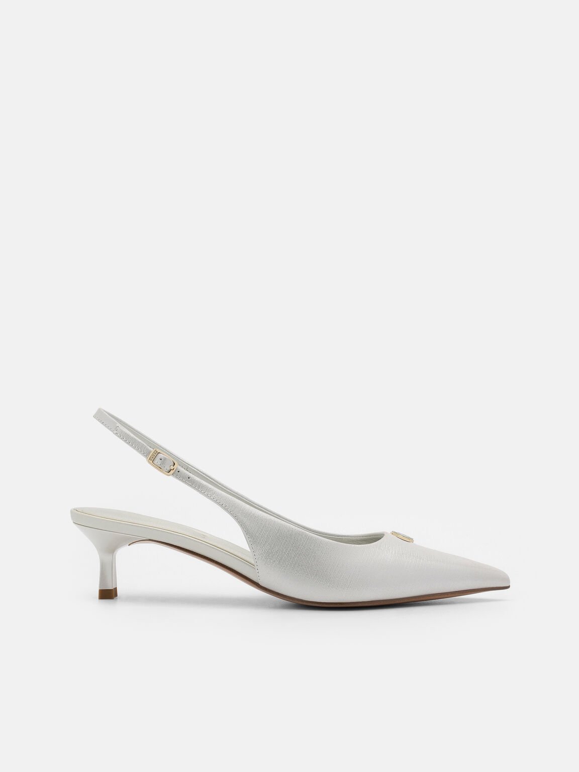 Leather Slingback Heel Pumps, , hi-res