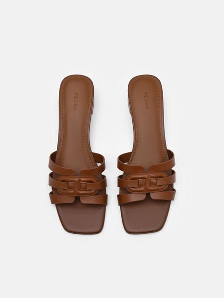 Sandal Hak Tinggi Carmel Berbahan Kulit, 