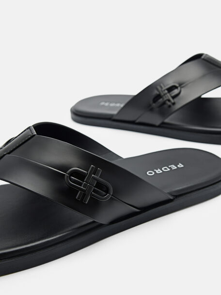 PEDRO Icon Leather Heel Sandals, Black