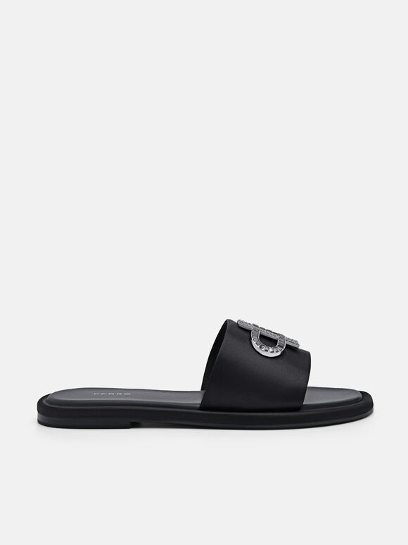 PEDRO Icon Satin Sandals, Black, hi-res