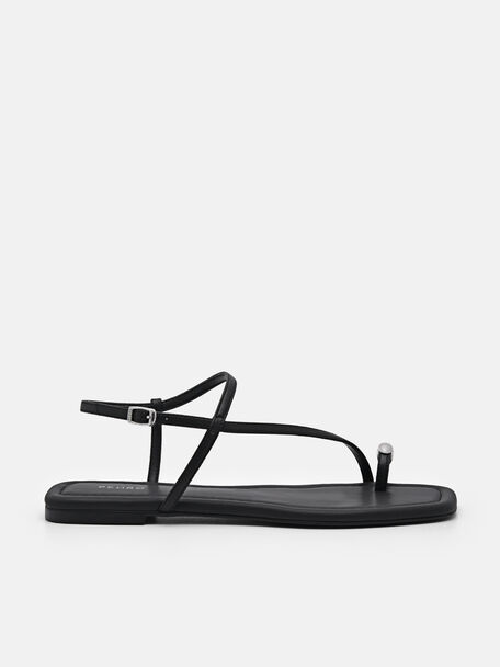 Lia Toe Ring Sandals, Black, hi-res