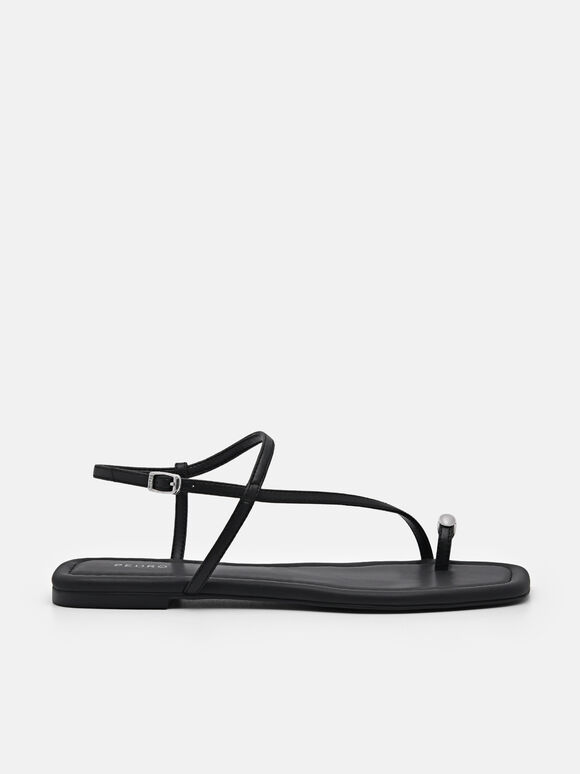 Lia Toe Ring Sandals, Black, hi-res