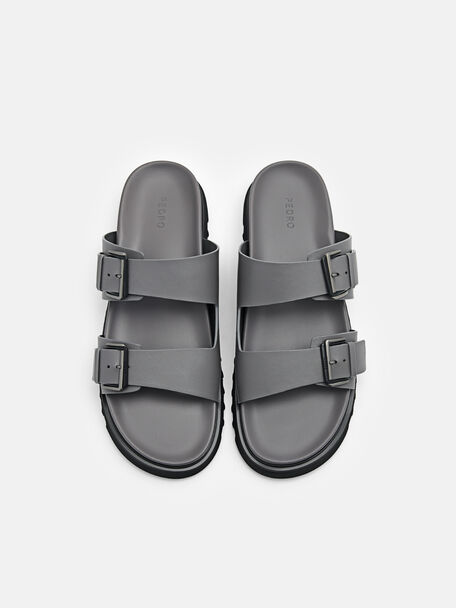 PEDRO Icon Leather Heel Sandals, Black