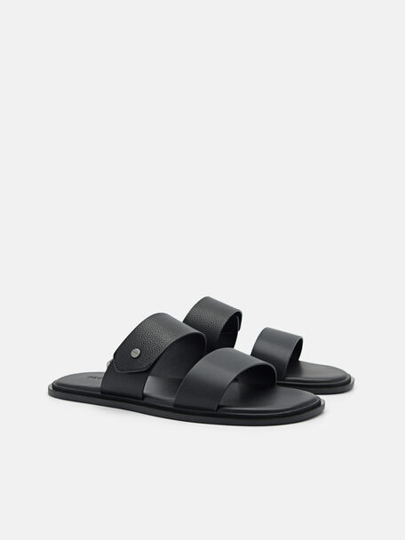 PEDRO Icon Leather Heel Sandals, Black