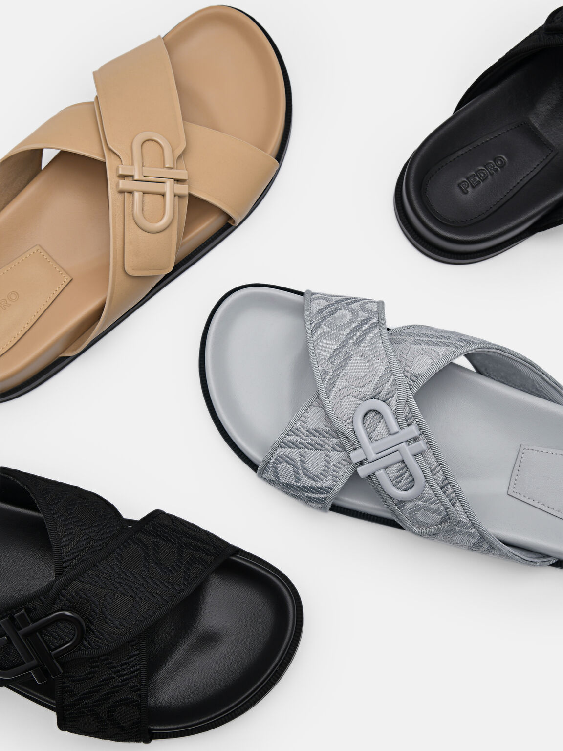 PEDRO Icon Cross Sandals, Black