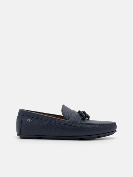Tumbled Leather Tassel Driving Shoes, , hi-res