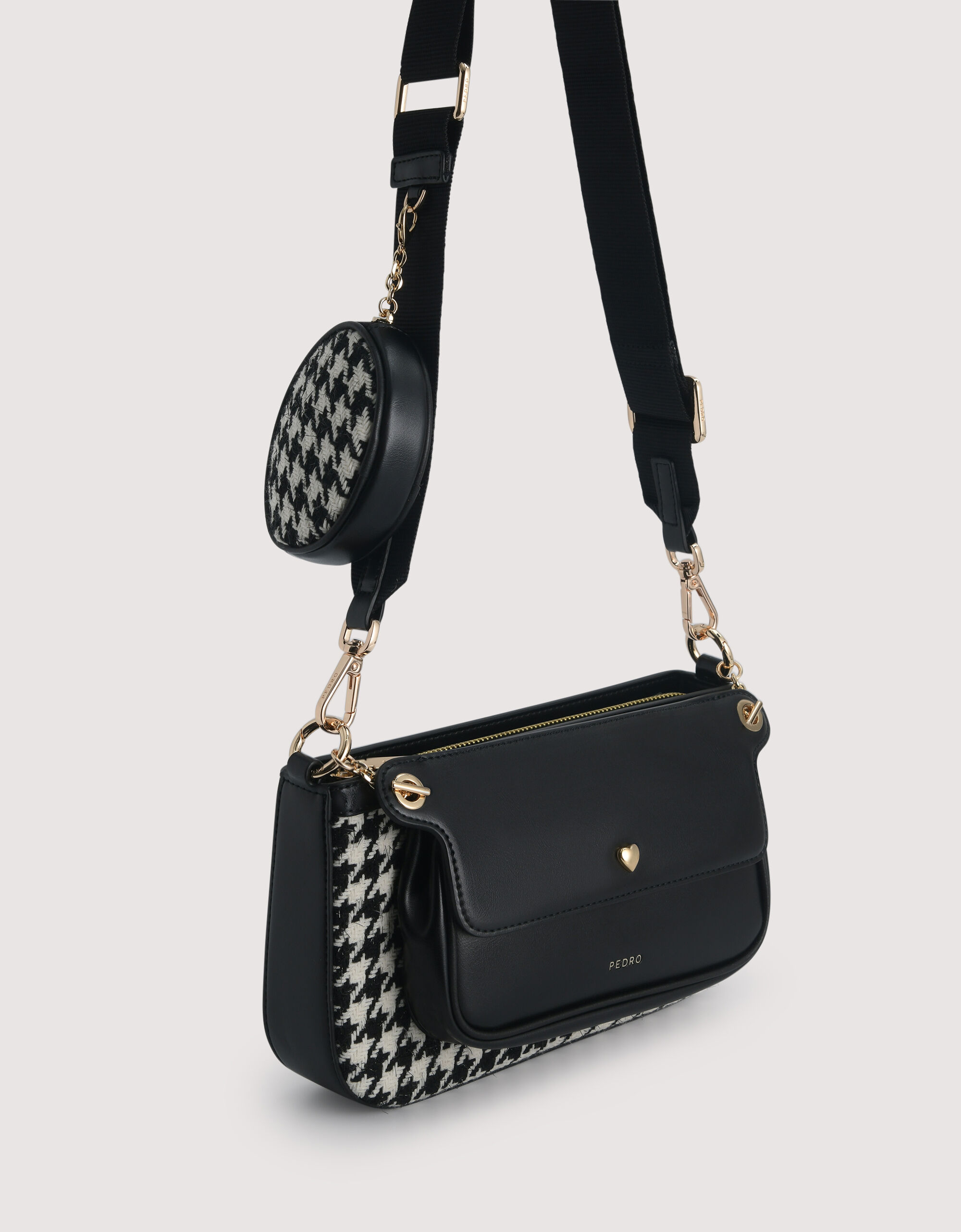 ★PEDRO★ Dilone Houndstooth Double Flap Shoulder Bag/送料込 Dilone Houndstooth Double Flap Shoulder Bag - PEDRO ID
