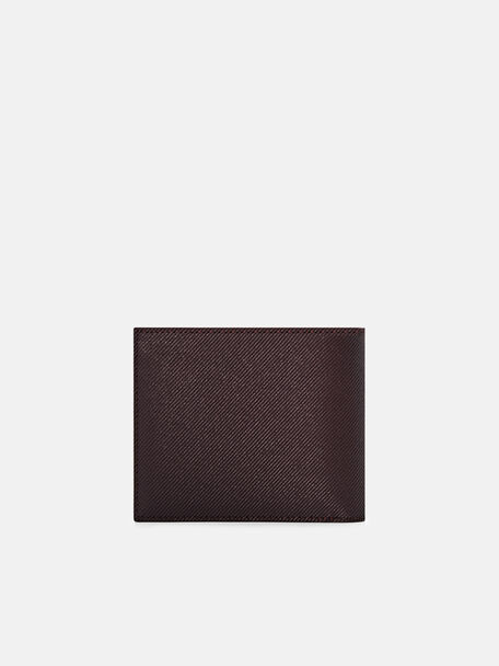 Dompet Kulit Bi-Fold Flip Emboss, Dark Brown