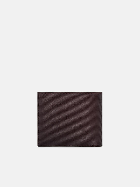 Dompet Kulit Bi-Fold Flip Emboss, Dark Brown