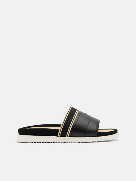 Striped Band Slide Sandals, , hi-res