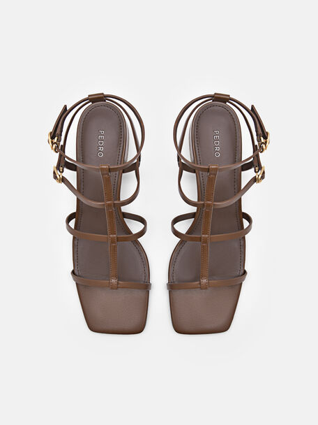 PEDRO Icon Leather Heel Sandals, Black