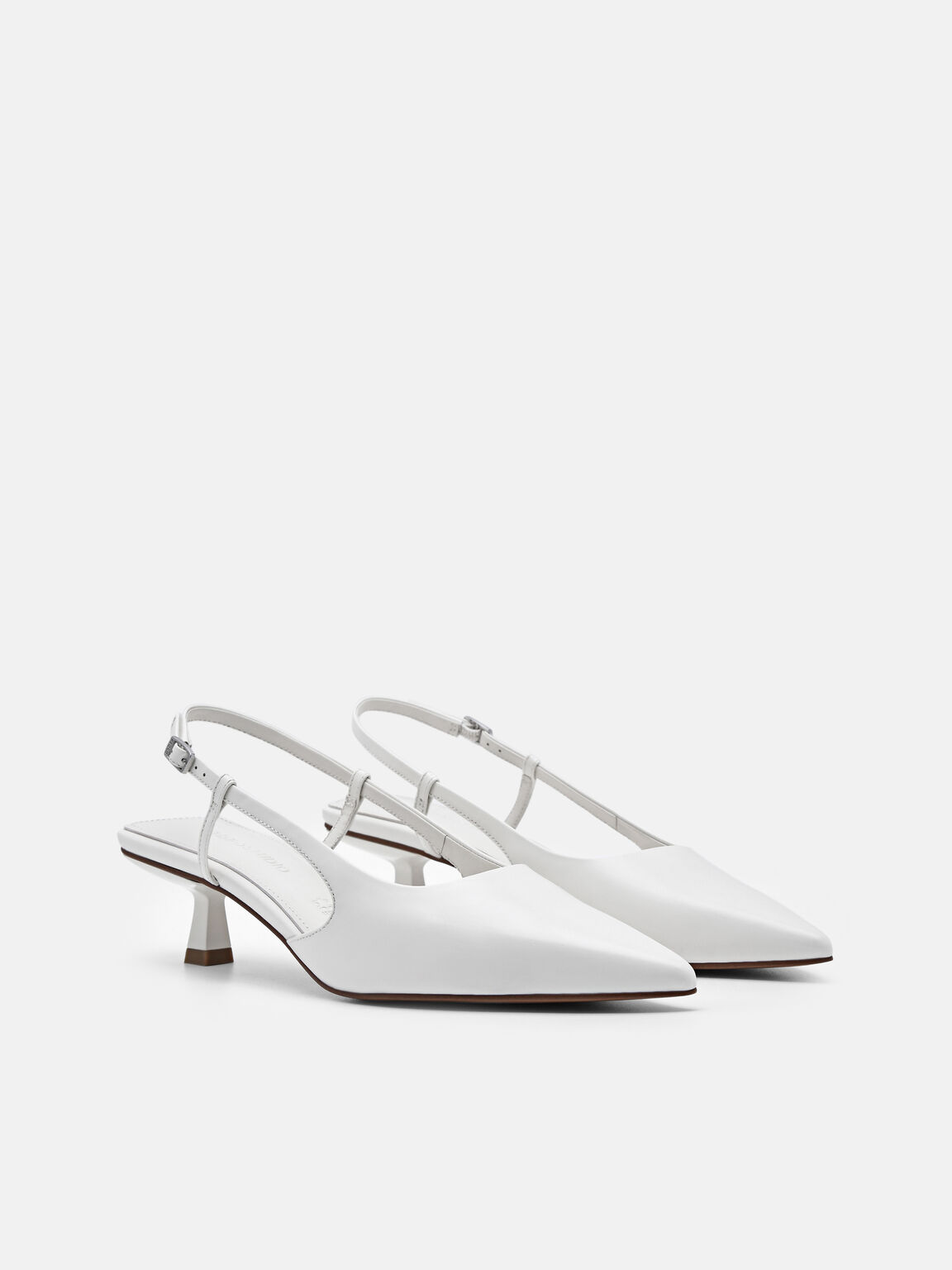 PEDRO Studio Loral Leather Heel Pumps, Chalk