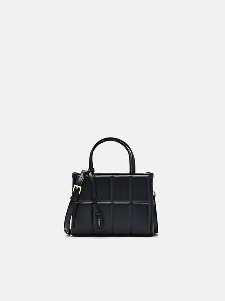 Charlotte Quilted Handbag, Black, hi-res