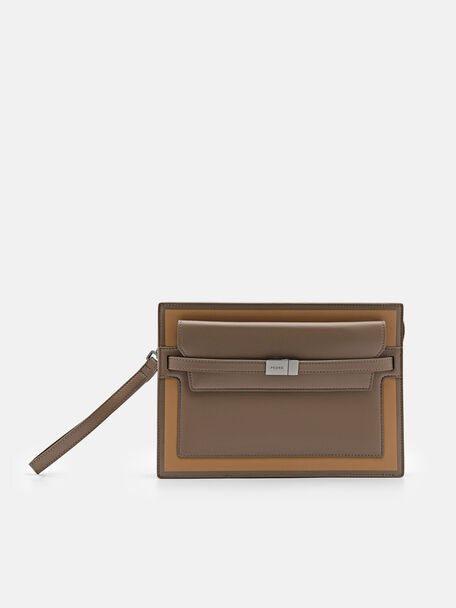 Hopper Clutch Bag, Camel, hi-res