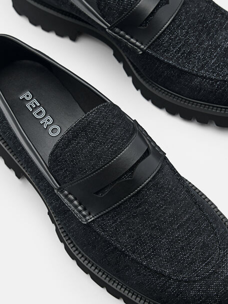 PEDRO Icon Leather Heel Sandals, Black