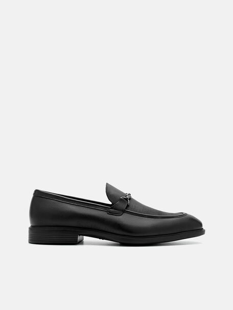 Altitude Lightweight Leather Horsebit Loafers, Black, hi-res