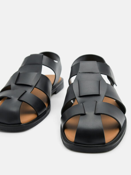 PEDRO Icon Leather Heel Sandals, Black