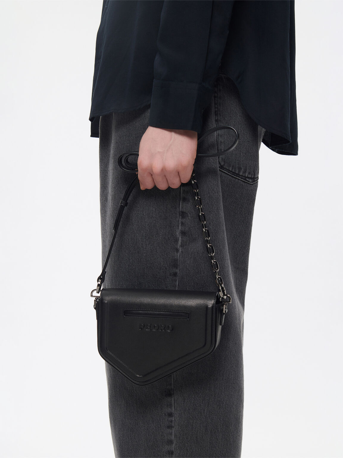Taper Leather Mini Sling Bag, 