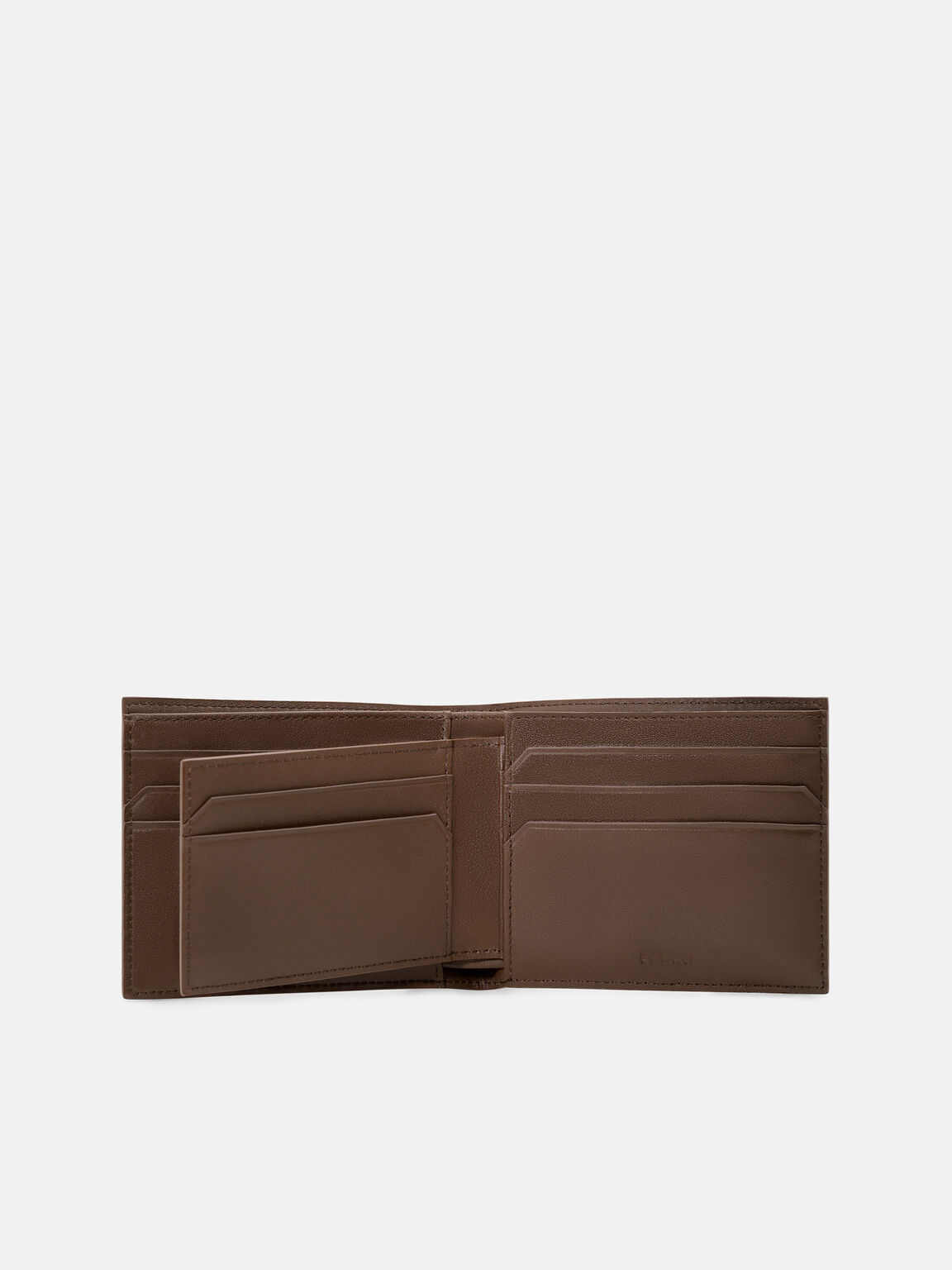 Dompet Lipat Dua Kulit Embossed dengan Sisipan, 