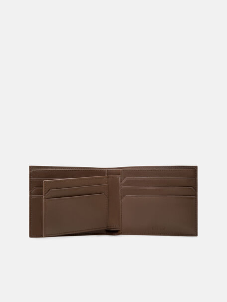 Dompet Lipat Dua Kulit Embossed dengan Sisipan, 