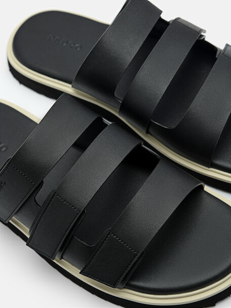 PEDRO Icon Leather Heel Sandals, Black
