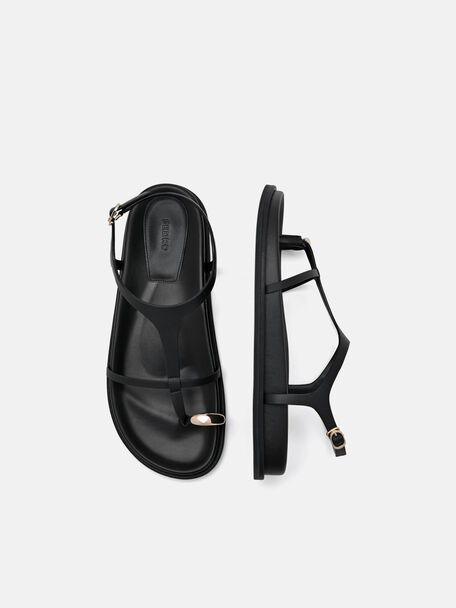 PEDRO Icon Leather Heel Sandals, Black